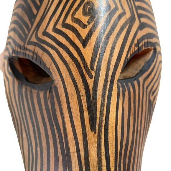 Large Tribal Mask Giraffe Authentic African Hand Wood Carved Hand Painted u - Picture 6 of 11